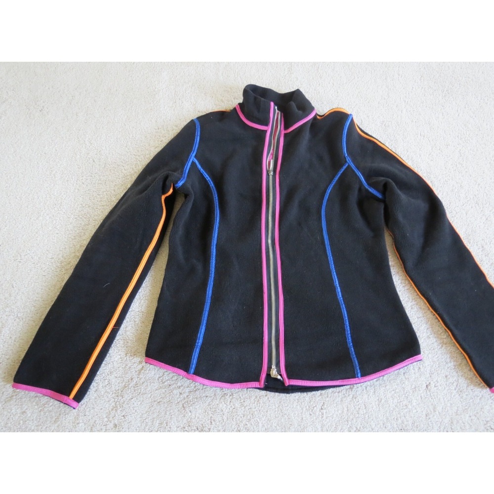 Womens Emmegi Jacket Colorblock Line Black Fleece Full Zip Size 42 Made in Italy